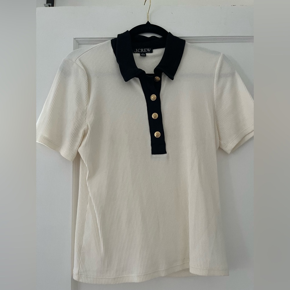 J. Crew Vintage Inspired Ribbed Polo T-shirt - Size MEDIUM